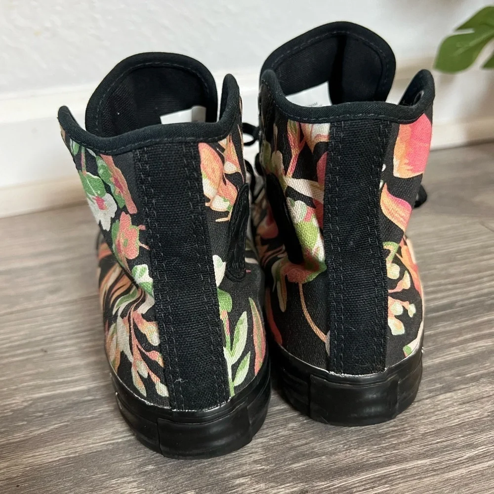 Converse custom all star tropical print “summer goals” high top chucks. Size 2